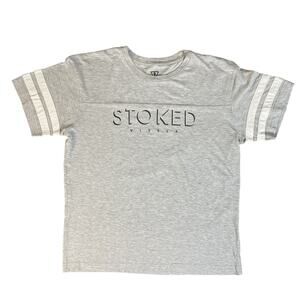 Vissla Shirt Youth XL Gray White Stripes Short Sleeves Crewneck‎ Graphic Tee EUC